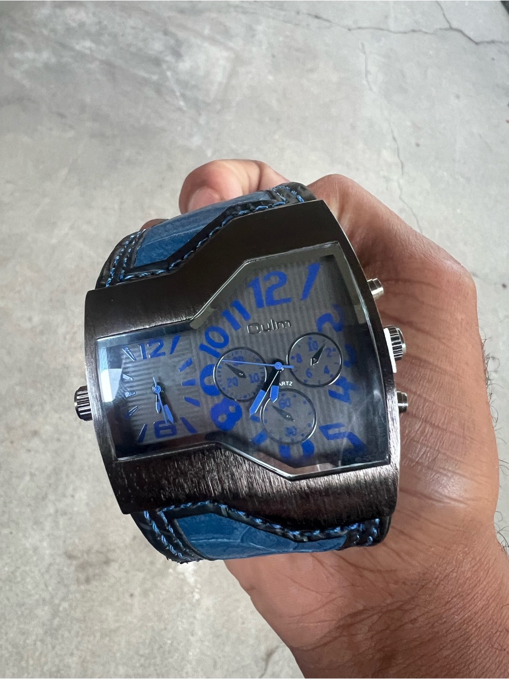 MENS OLUM BLUE GATOR DUAL TIME QUARTZ WATCH ARABIC